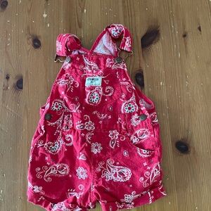 Oshkosh b’gosh red paisley overalls 18 months